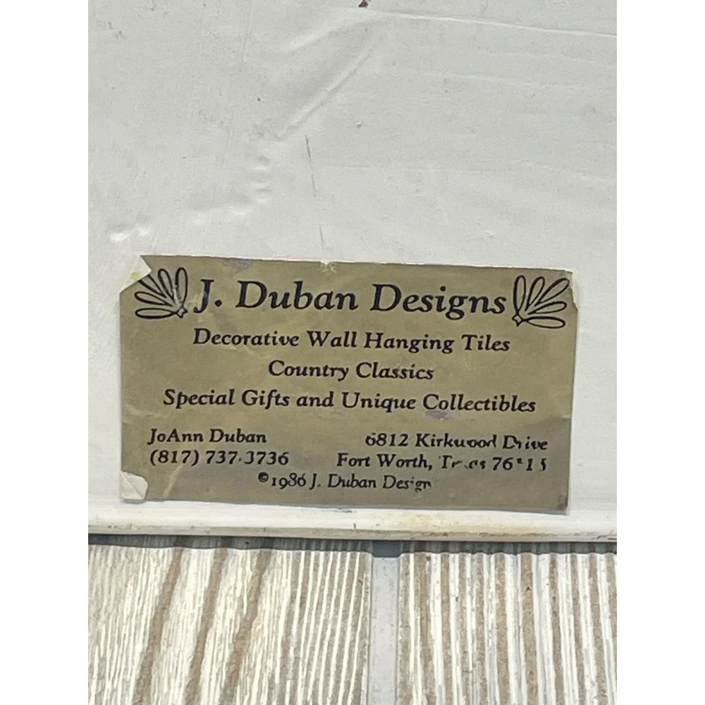 J Duban Designs Vintage 1986 Wall Hanging Tile Folk Art Nautical Home Decor Blue